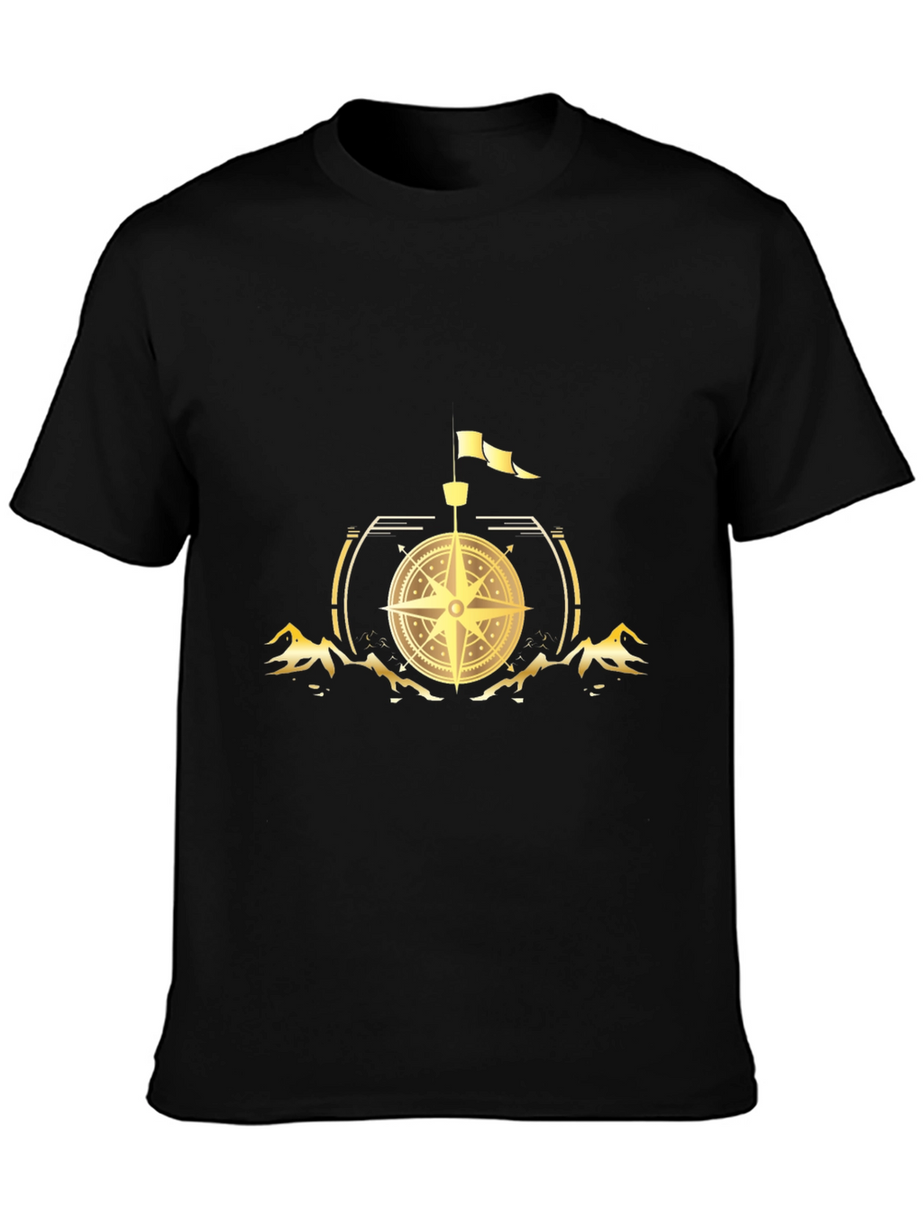 Compass Graphic Print Black T-Shirt