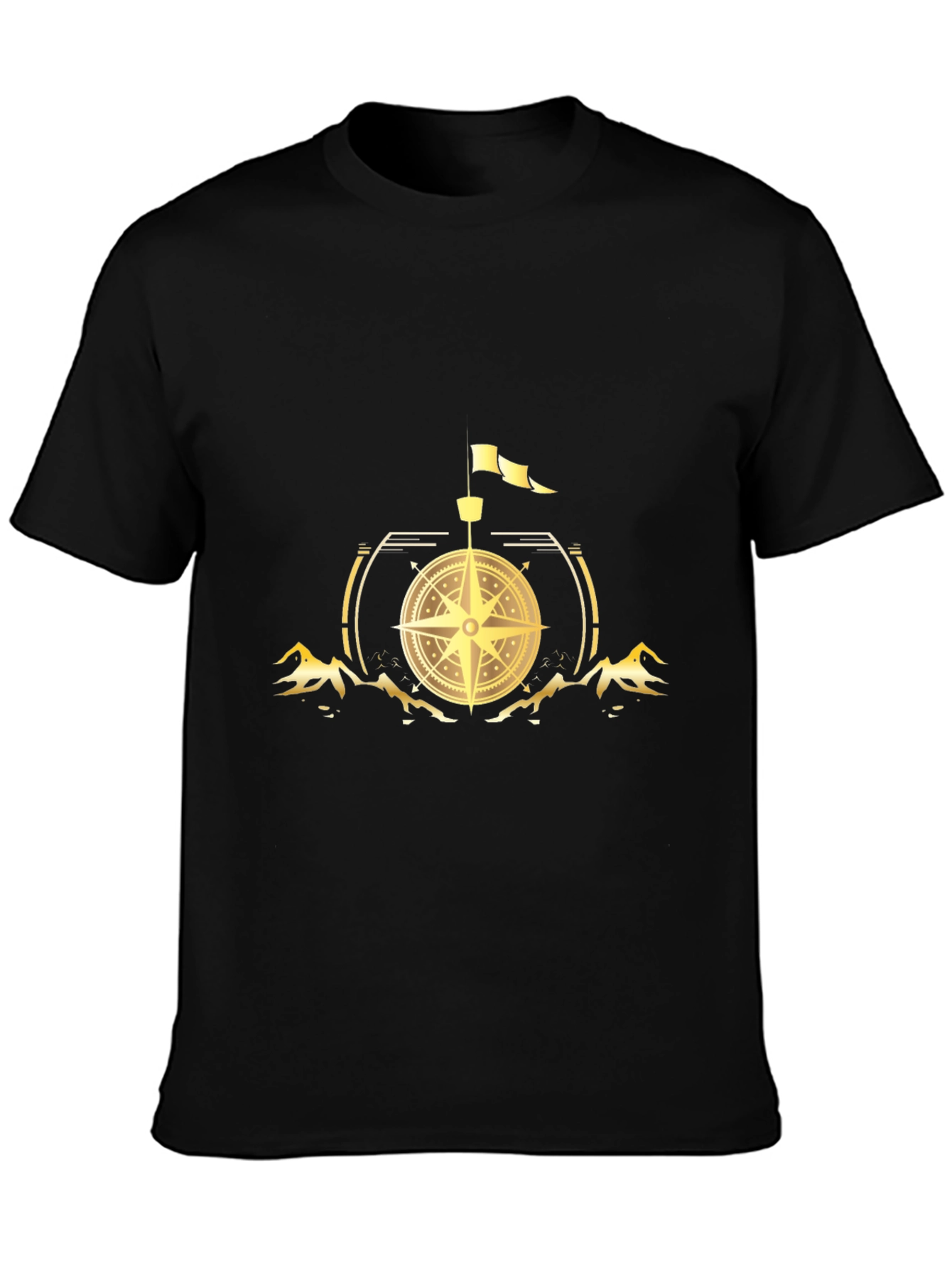 Compass Graphic Print Black T-Shirt