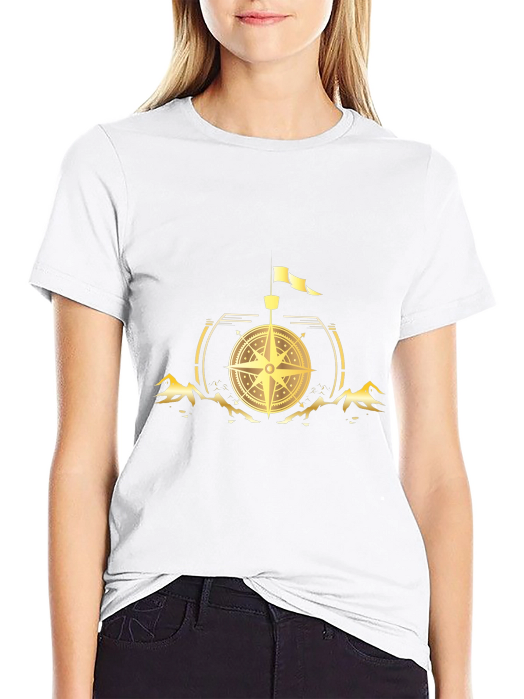 Compass Graphic Print Black T-Shirt