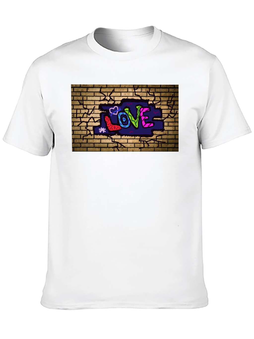 Love Graffiti Brick Wall Black T-Shirt
