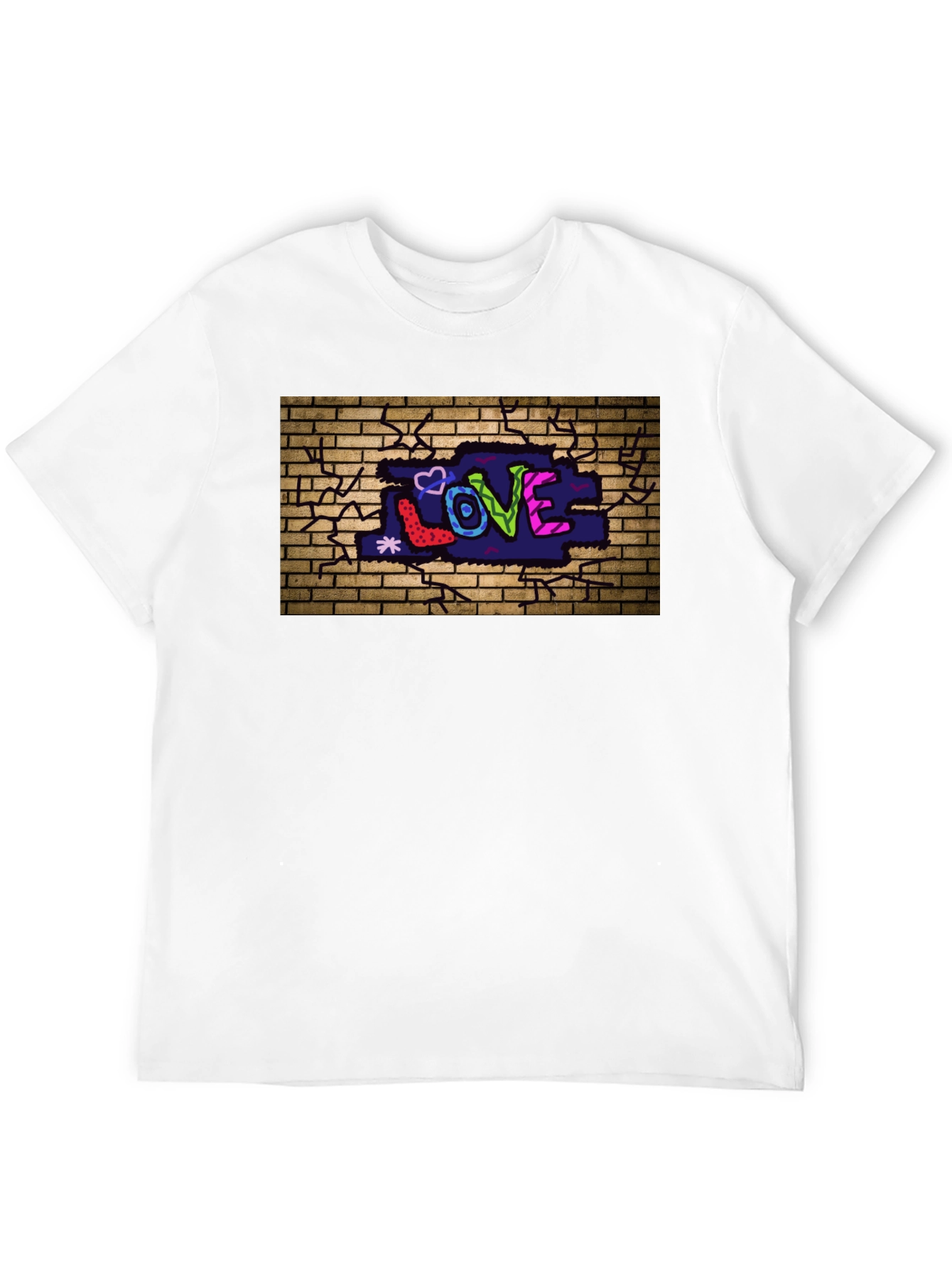 Love Graffiti Brick Wall Black T-Shirt