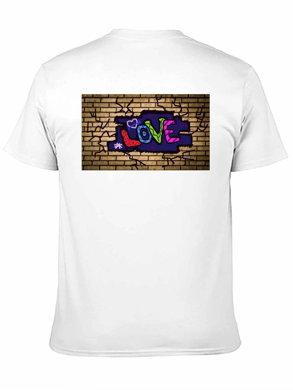 Love Graffiti Brick Wall Black T-Shirt