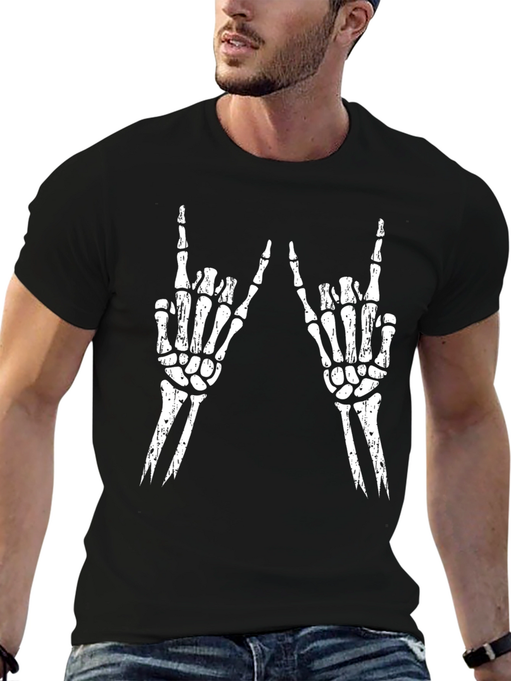 Rock On Skeleton Hand T-Shirt