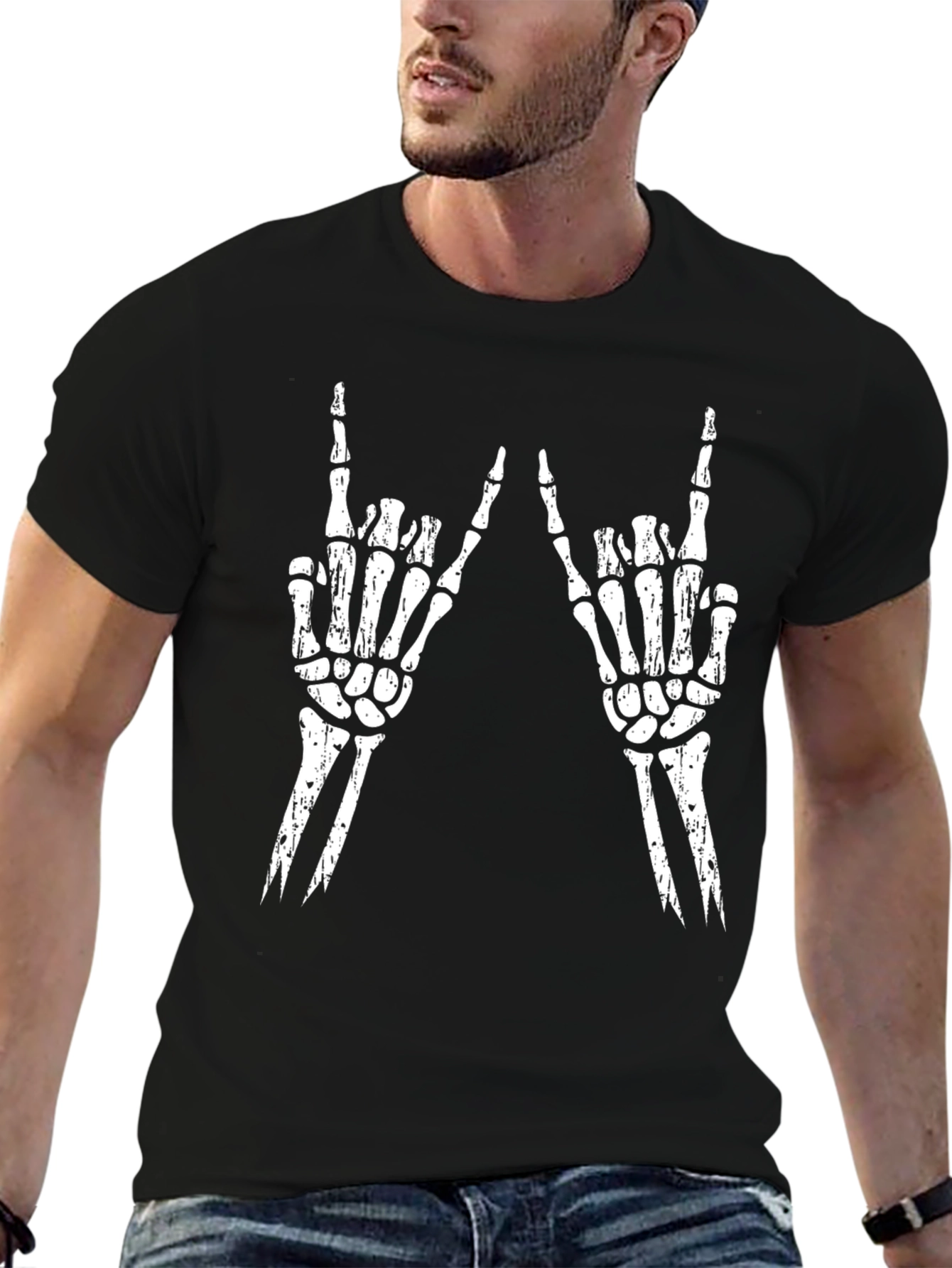 Rock On Skeleton Hand T-Shirt