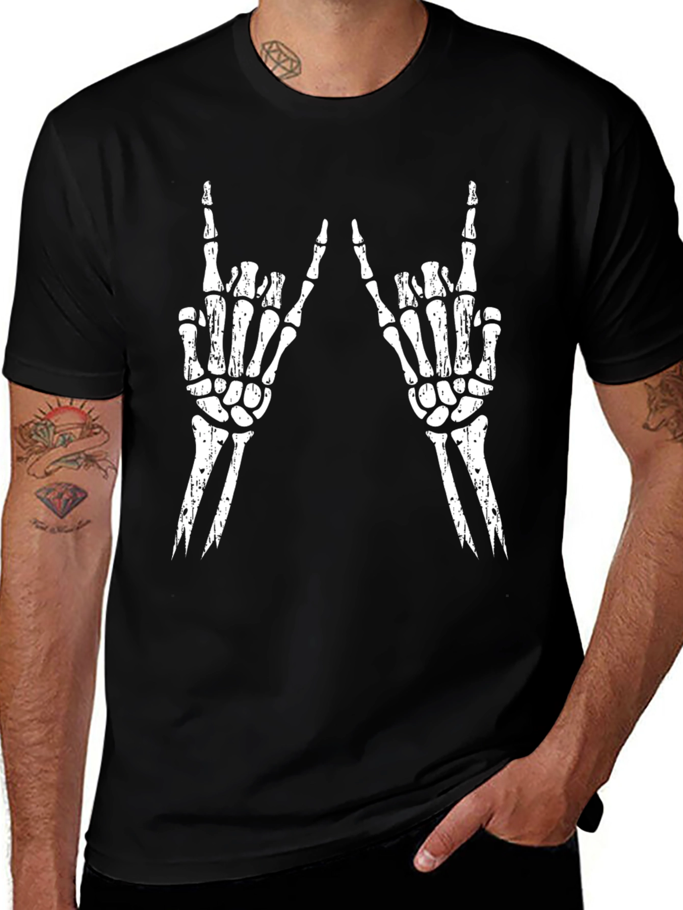 Rock On Skeleton Hand T-Shirt