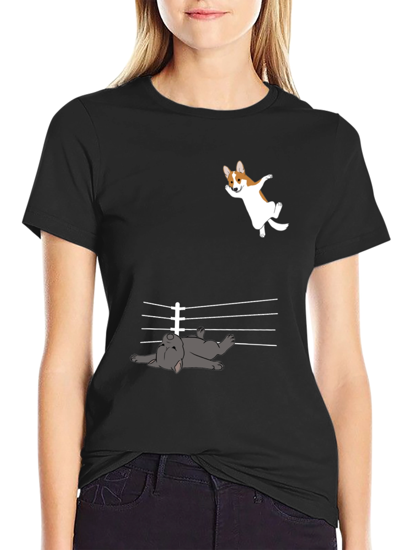 Funny Dog T-Shirt - Corgi and French Bulldog Design
