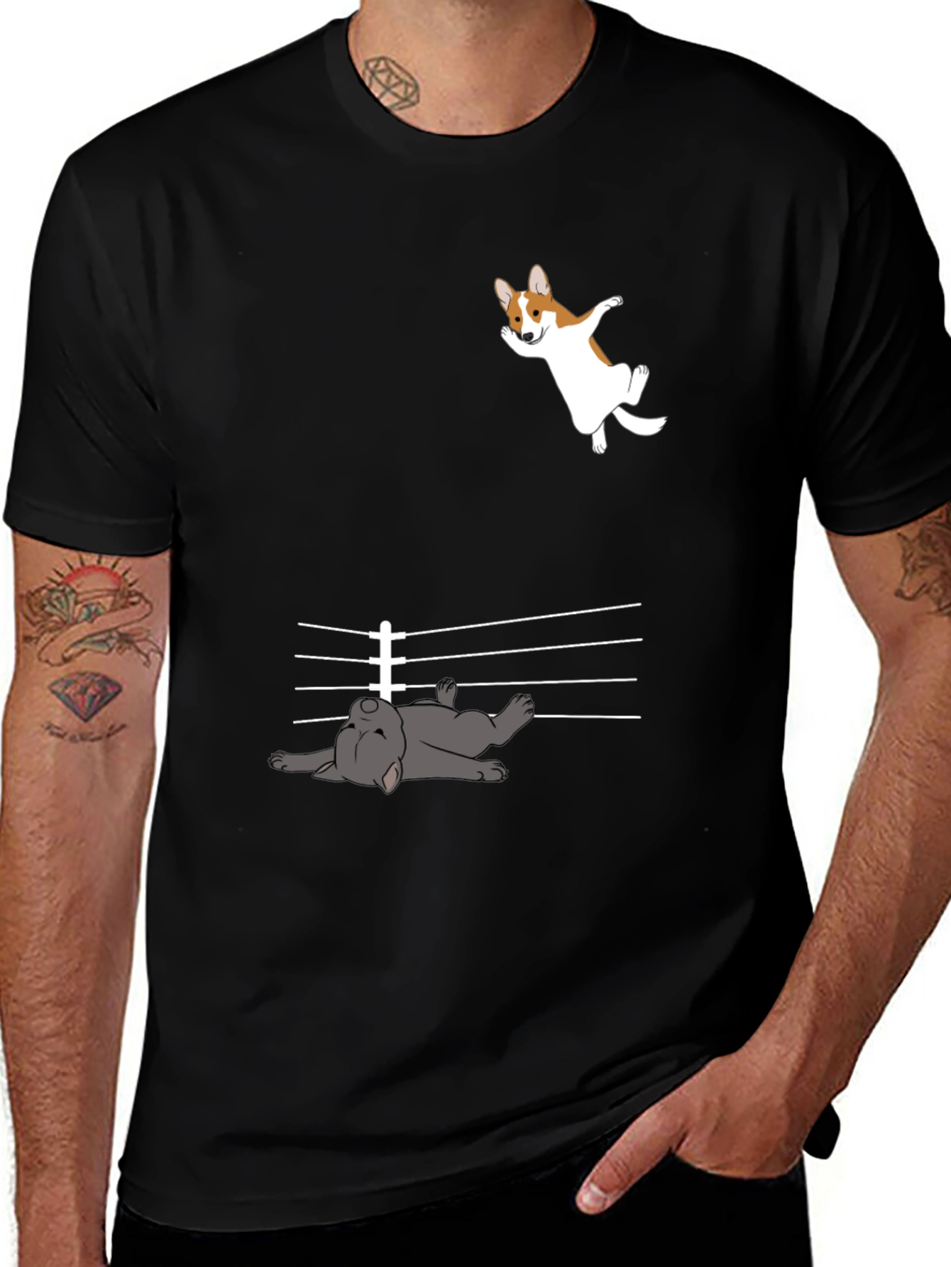 Funny Dog T-Shirt - Corgi and French Bulldog Design