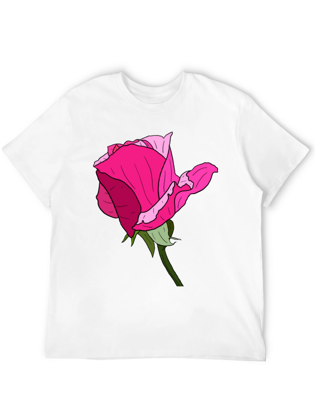 Black T-Shirt with Rose Graphic