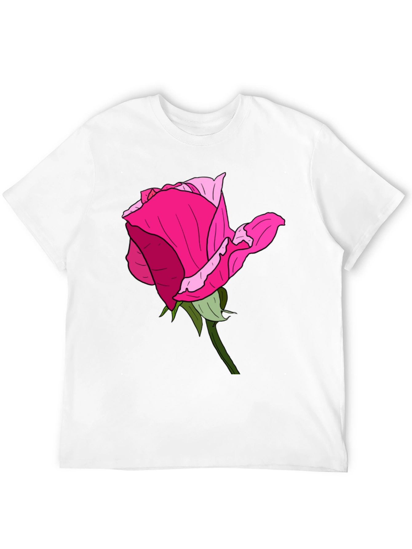 Black T-Shirt with Rose Graphic