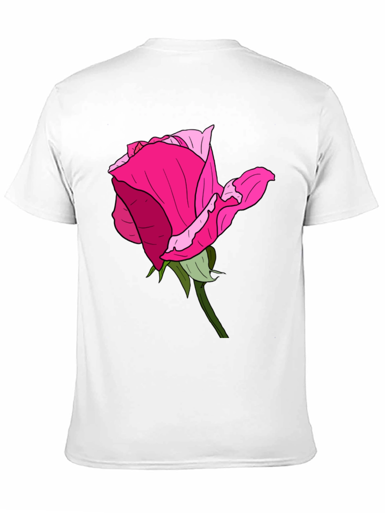 Black T-Shirt with Rose Graphic
