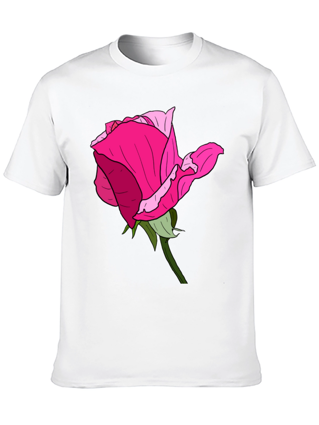 Black T-Shirt with Rose Graphic