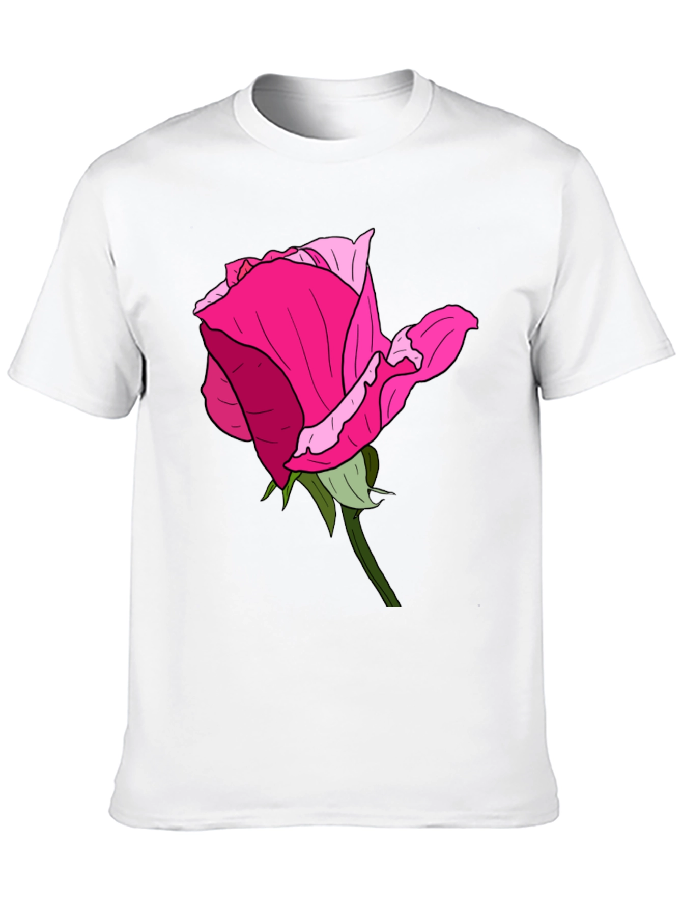 Black T-Shirt with Rose Graphic