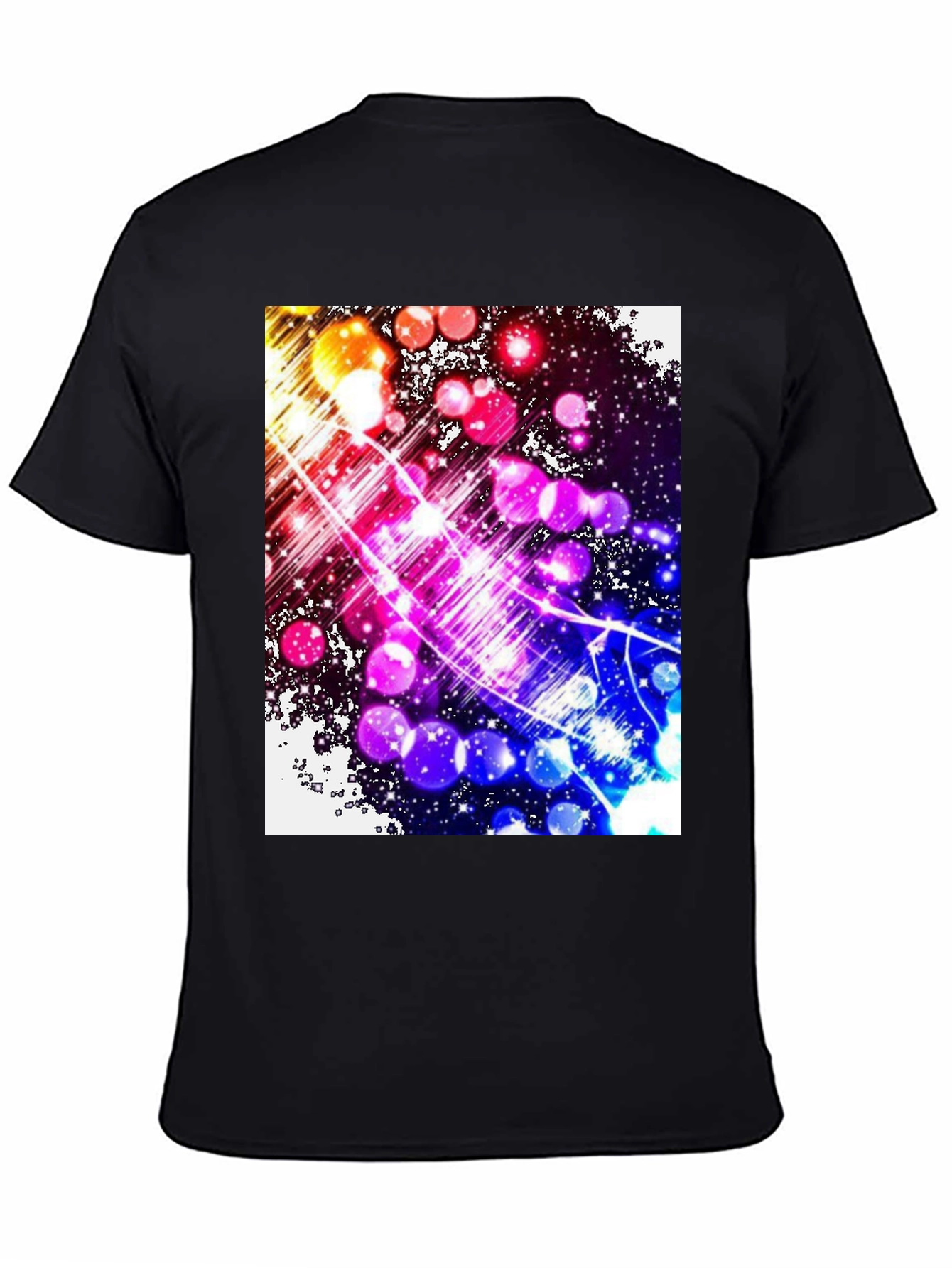 Abstract Galaxy Graphic Tee - Black Cotton Blend T-Shirt