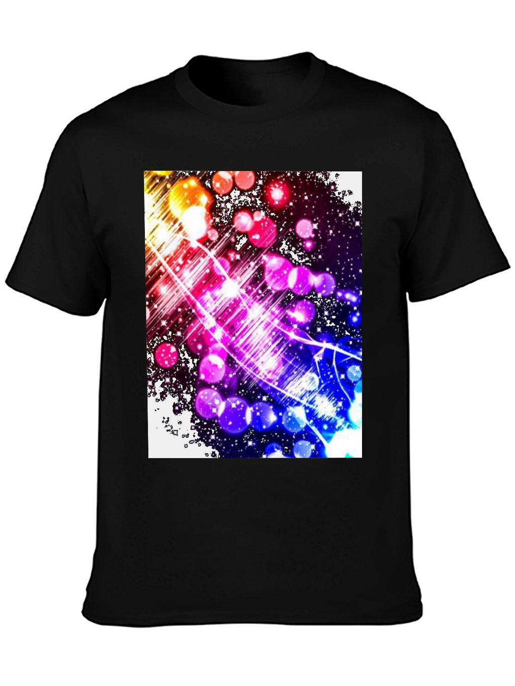 Abstract Galaxy Graphic Tee - Black Cotton Blend T-Shirt