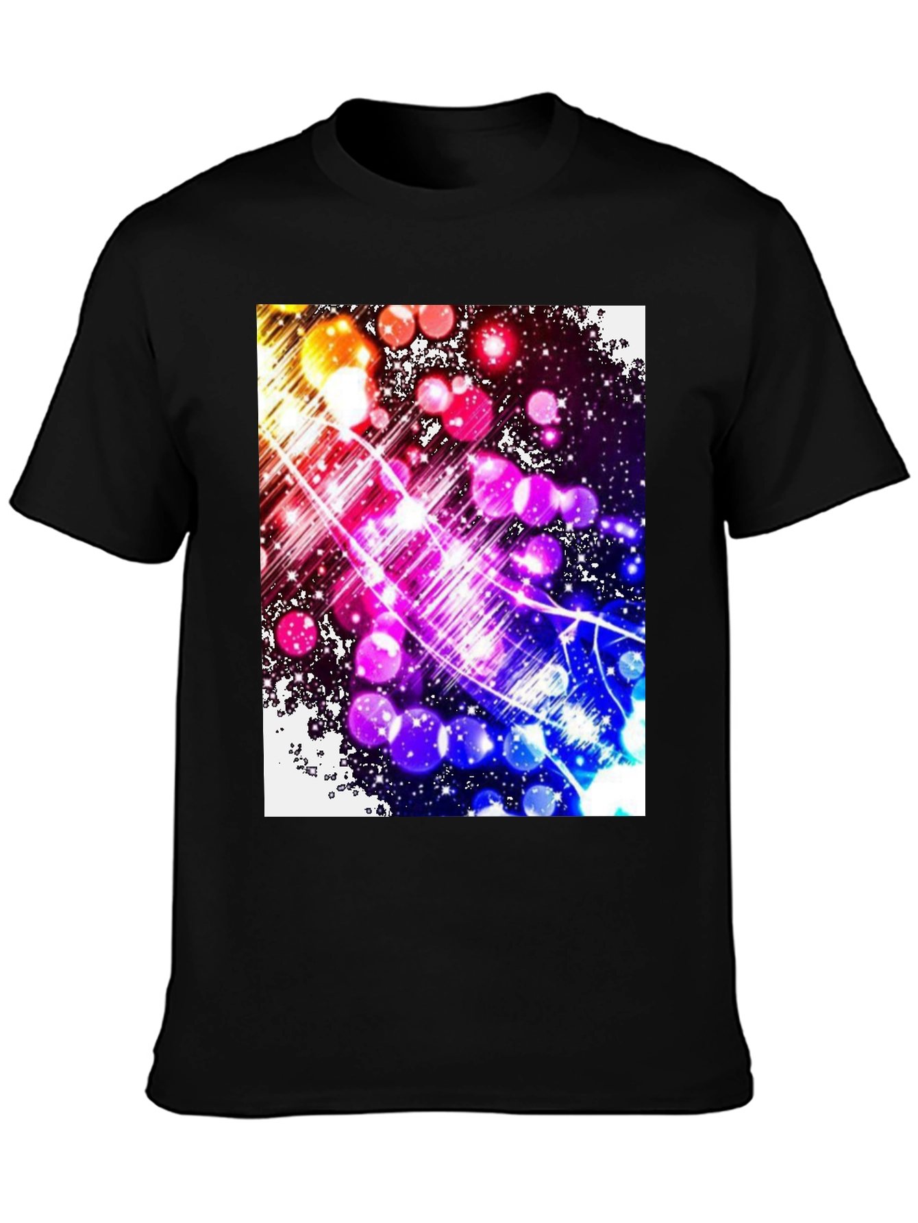 Abstract Galaxy Graphic Tee - Black Cotton Blend T-Shirt