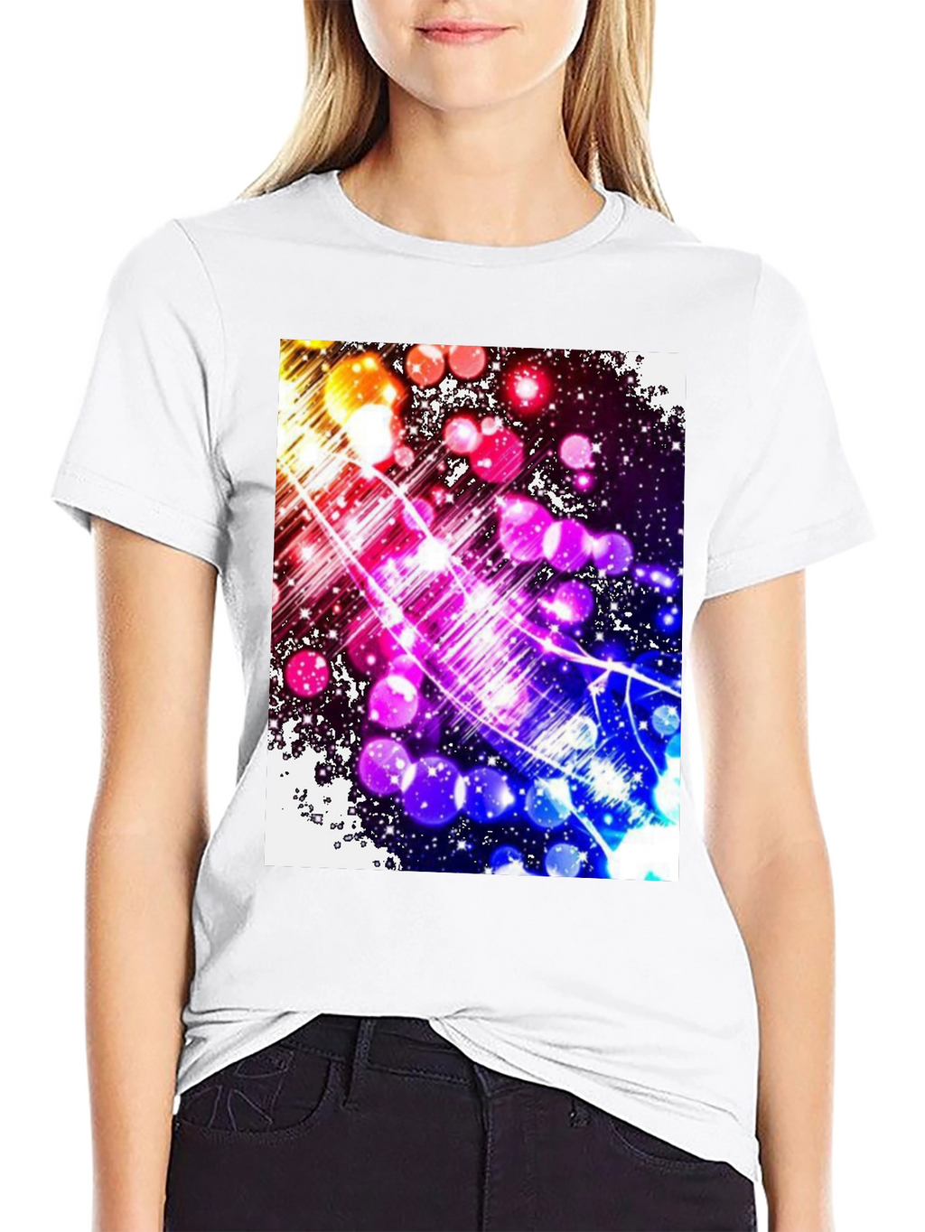Abstract Galaxy Graphic Tee - Black Cotton Blend T-Shirt