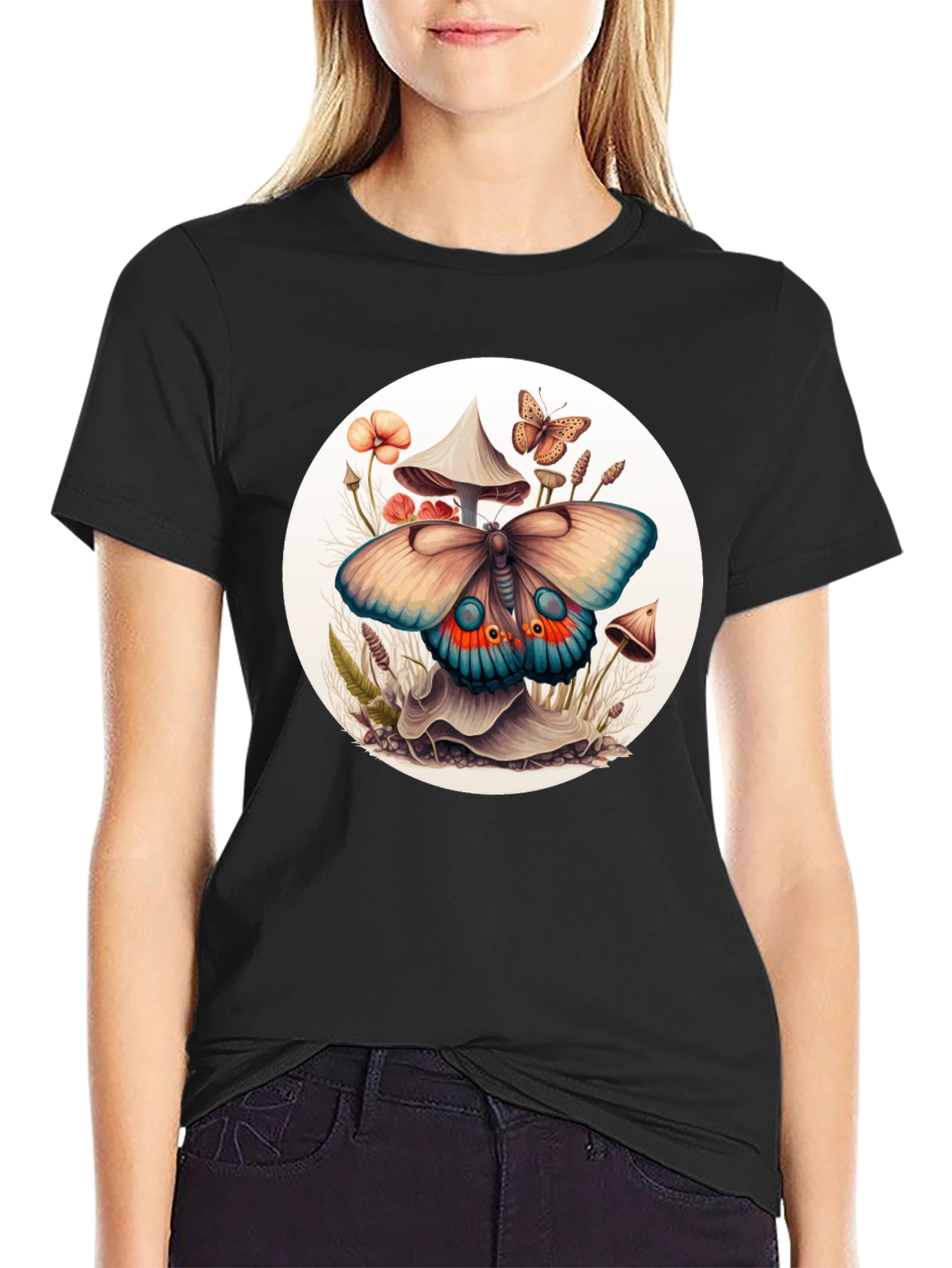 Mushroom Butterfly Graphic Tee