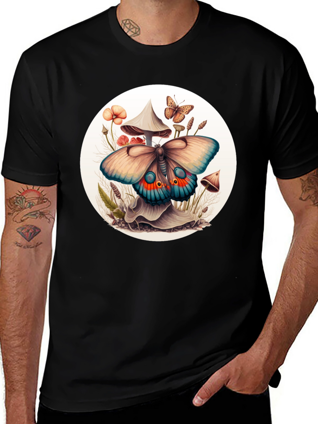 Mushroom Butterfly Graphic Tee