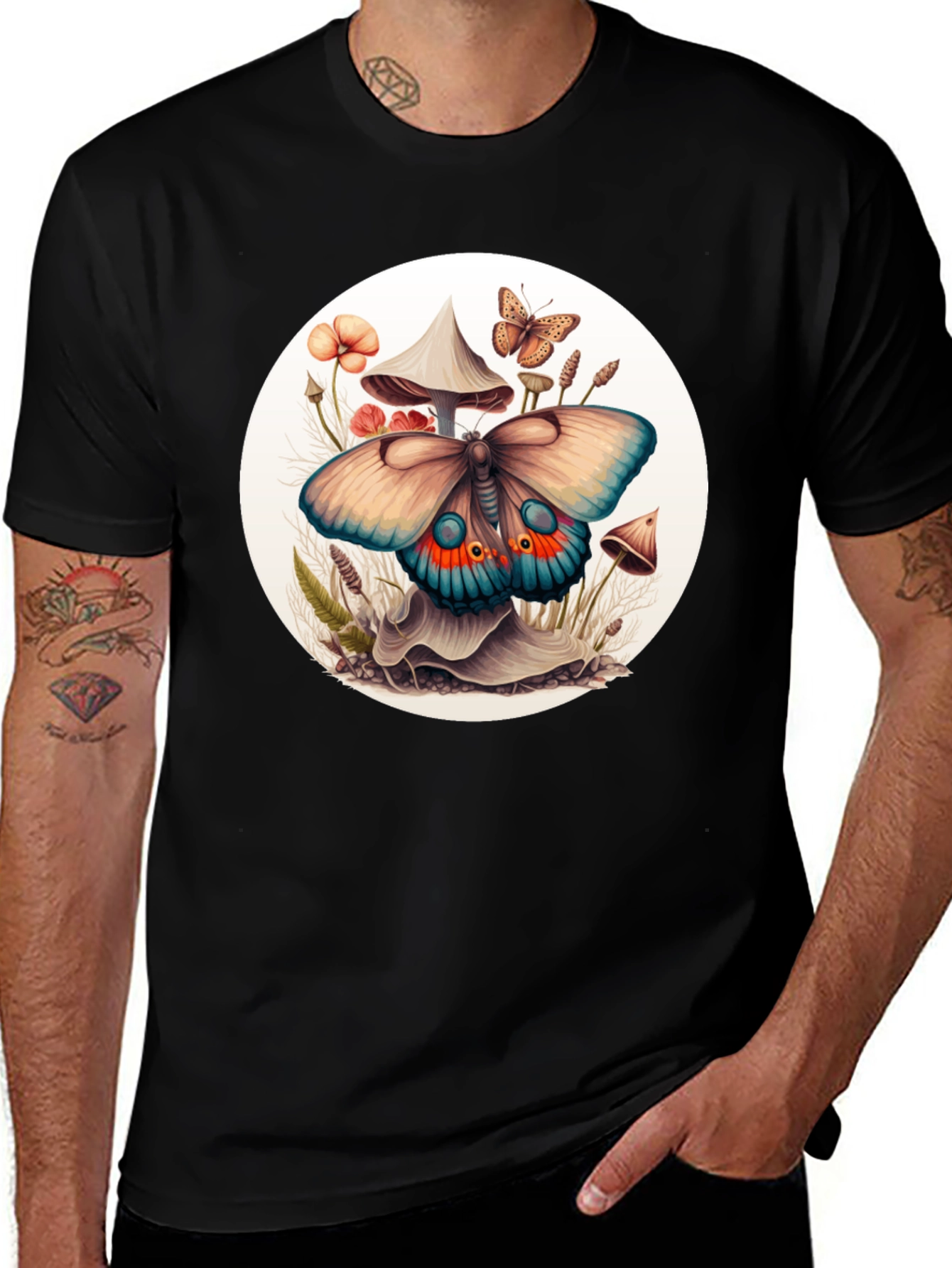 Mushroom Butterfly Graphic Tee