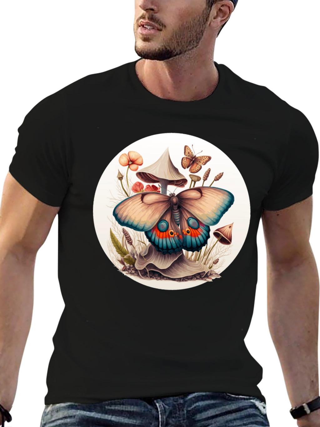 Mushroom Butterfly Graphic Tee