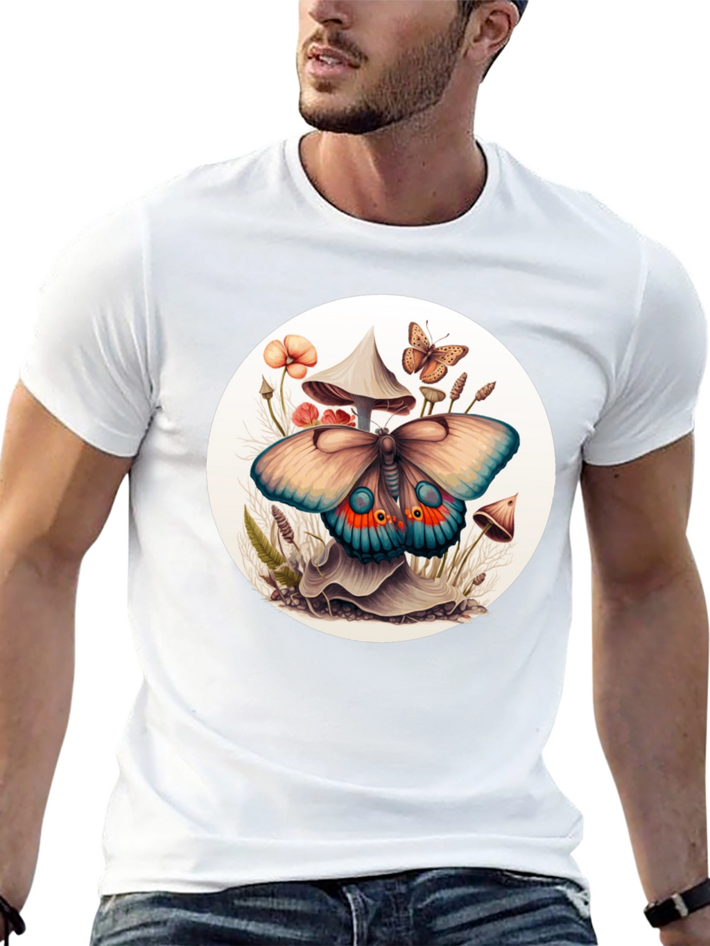 Mushroom Butterfly Graphic Tee