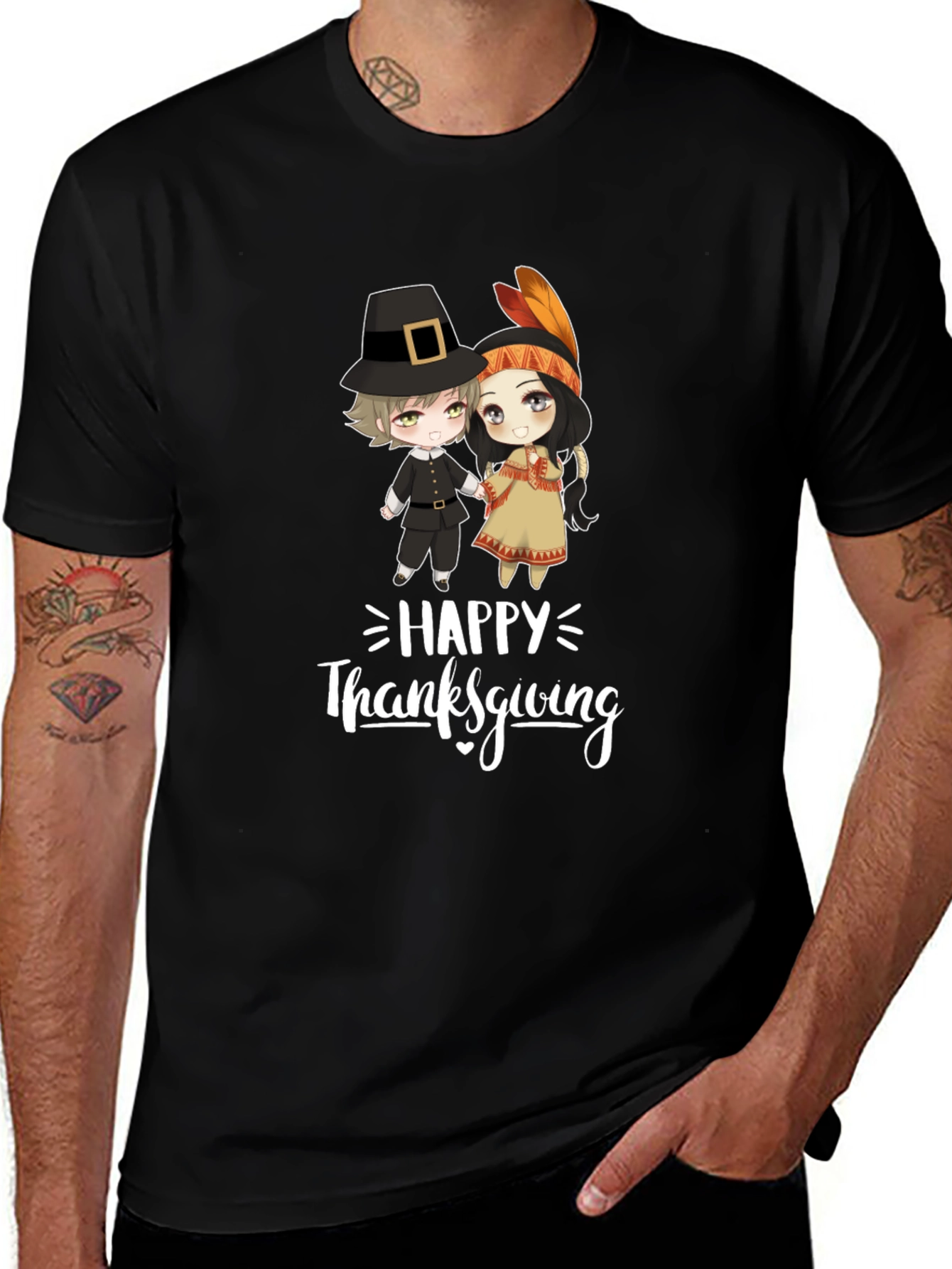 Thanksgiving Cartoon Graphic T-Shirt