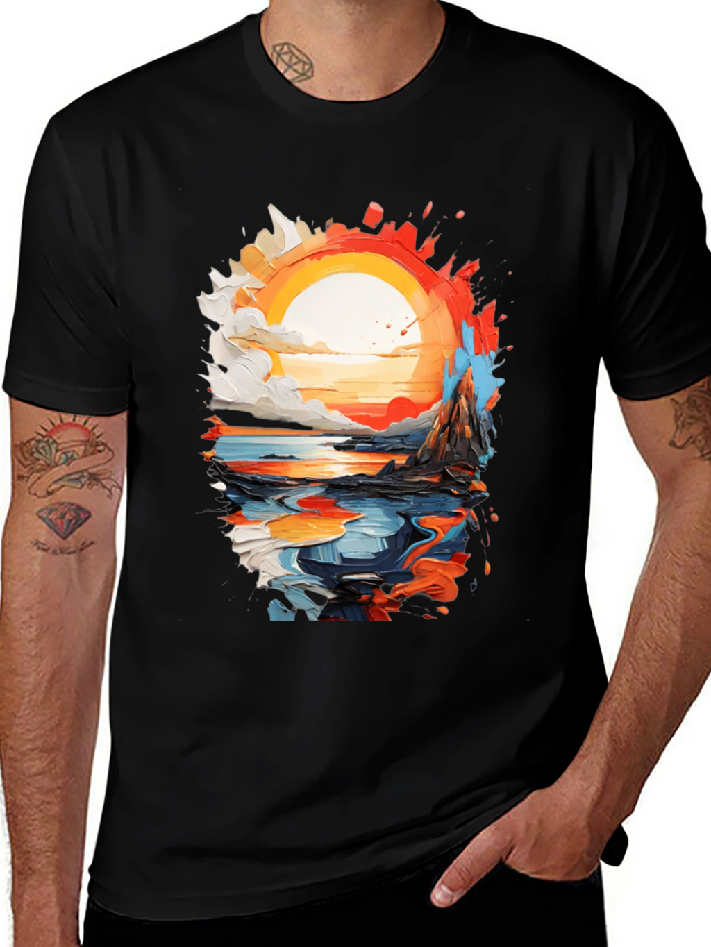 Abstract Sunset Graphic T-Shirt