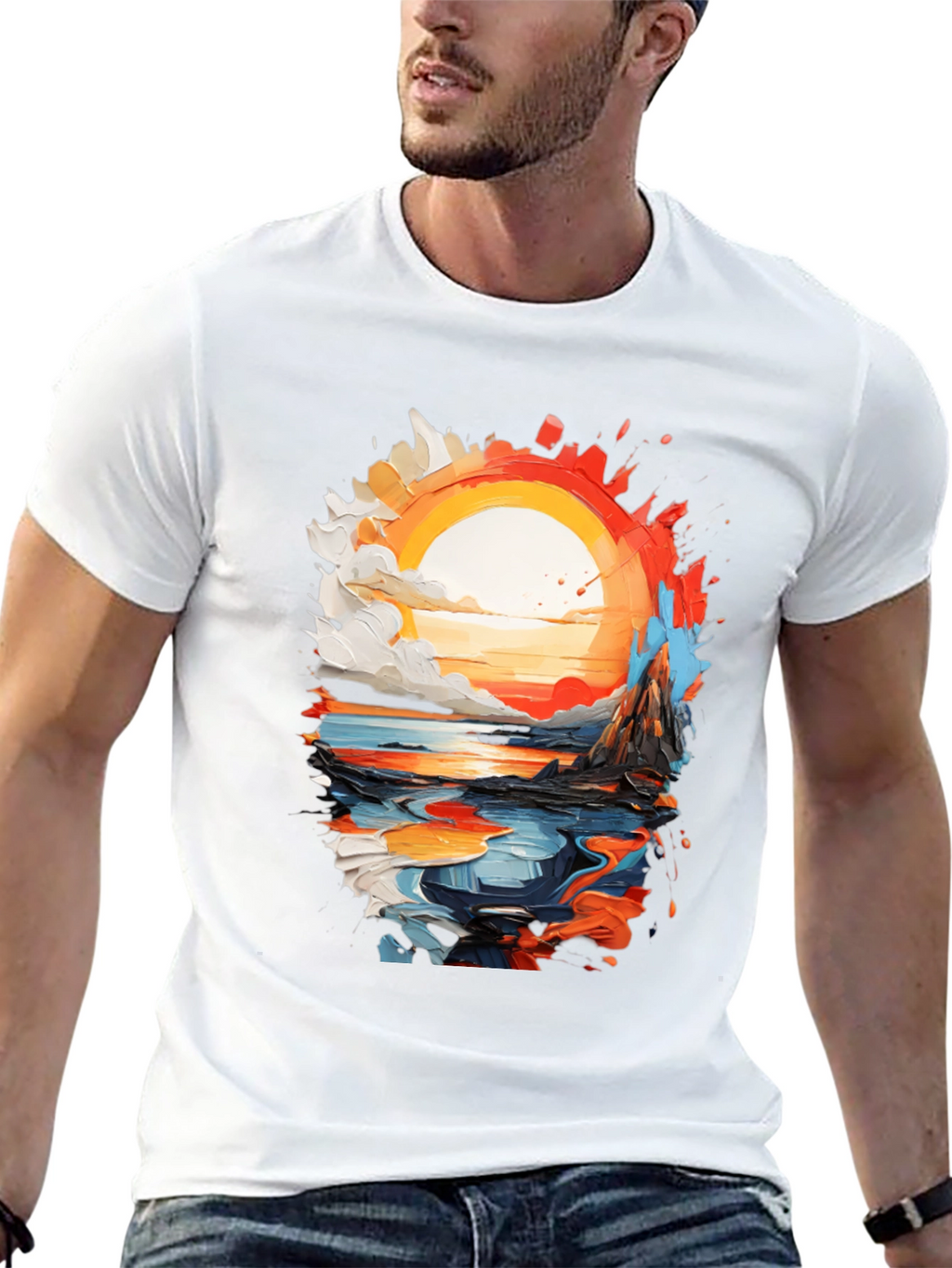 Abstract Sunset Graphic T-Shirt