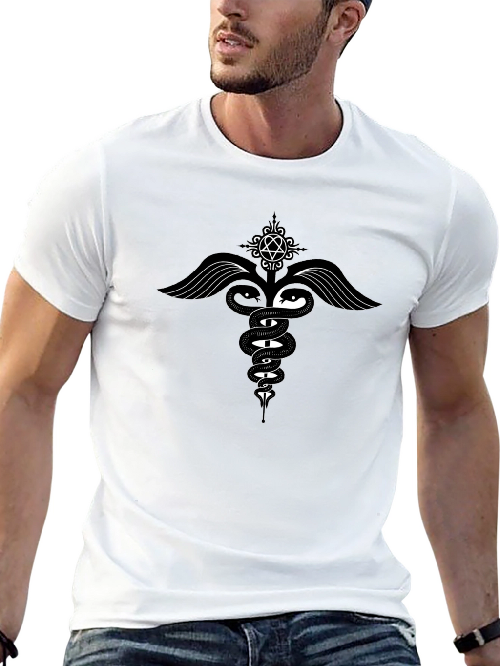 Caduceus Graphic T-Shirt - Black