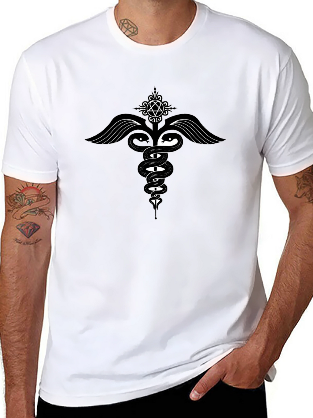 Caduceus Graphic T-Shirt - Black