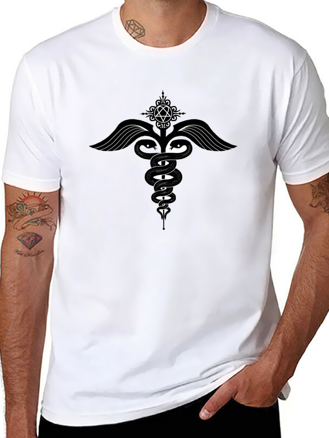 Caduceus Graphic T-Shirt - Black