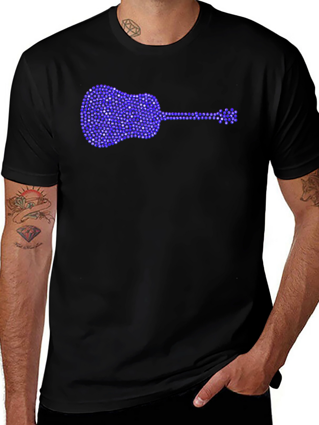Guitar Rhinestone Graphic T-Shirt