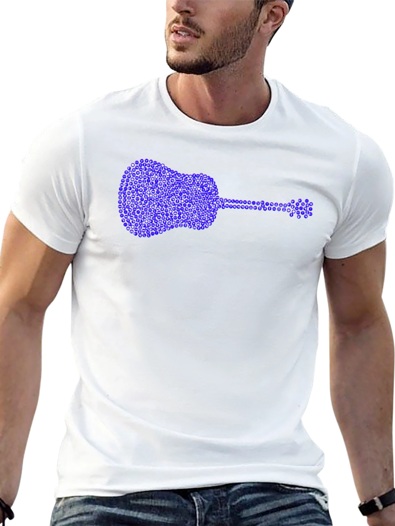 Guitar Rhinestone Graphic T-Shirt