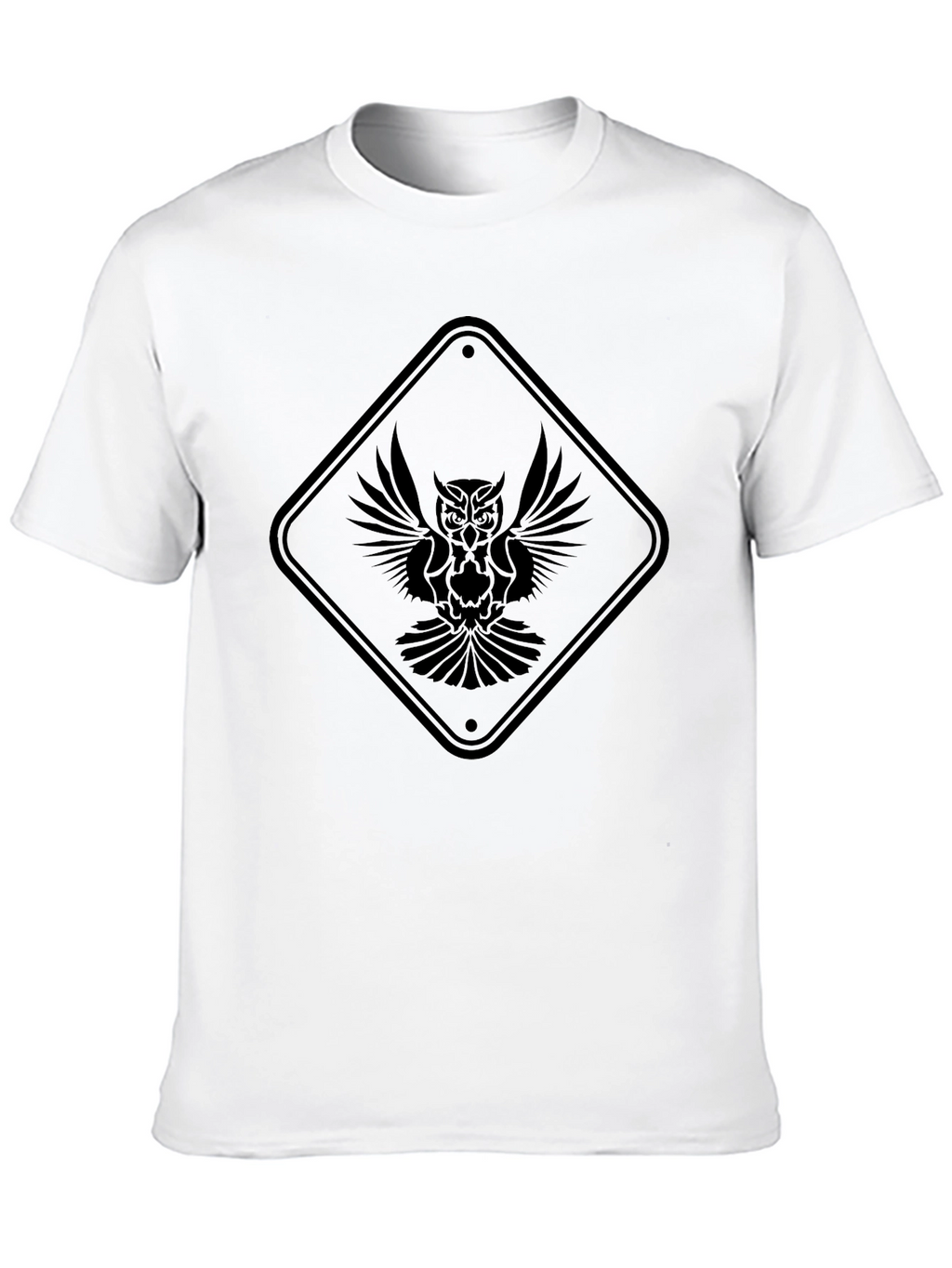 Black Owl Graphic Tee - Unique Diamond Sign Design
