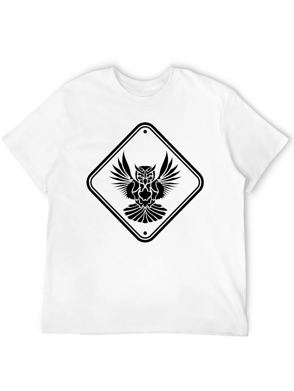 Black Owl Graphic Tee - Unique Diamond Sign Design