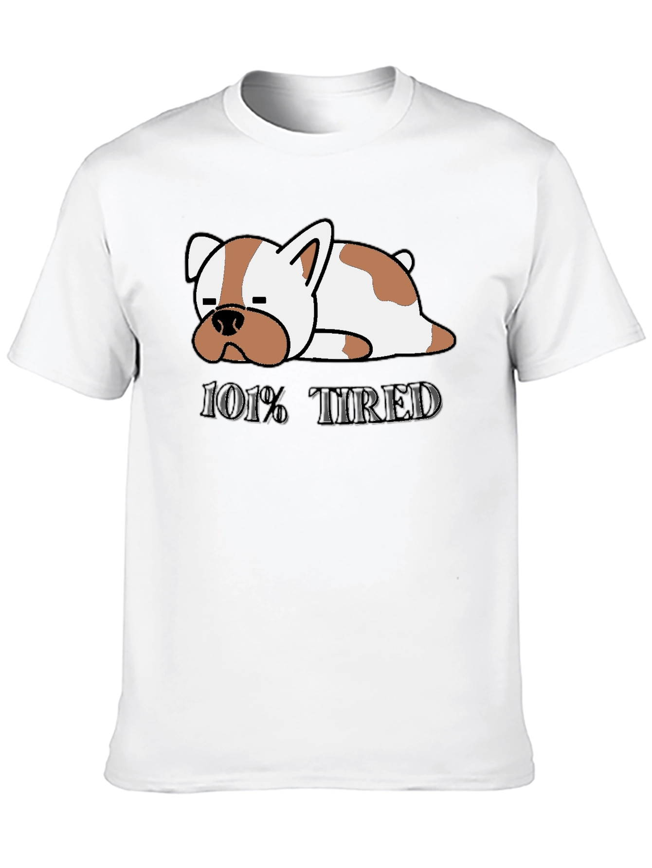 101% Tired Dog Graphic Black T-Shirt
