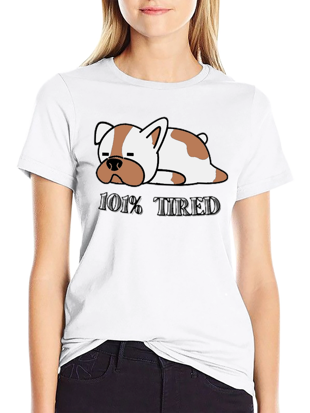 101% Tired Dog Graphic Black T-Shirt