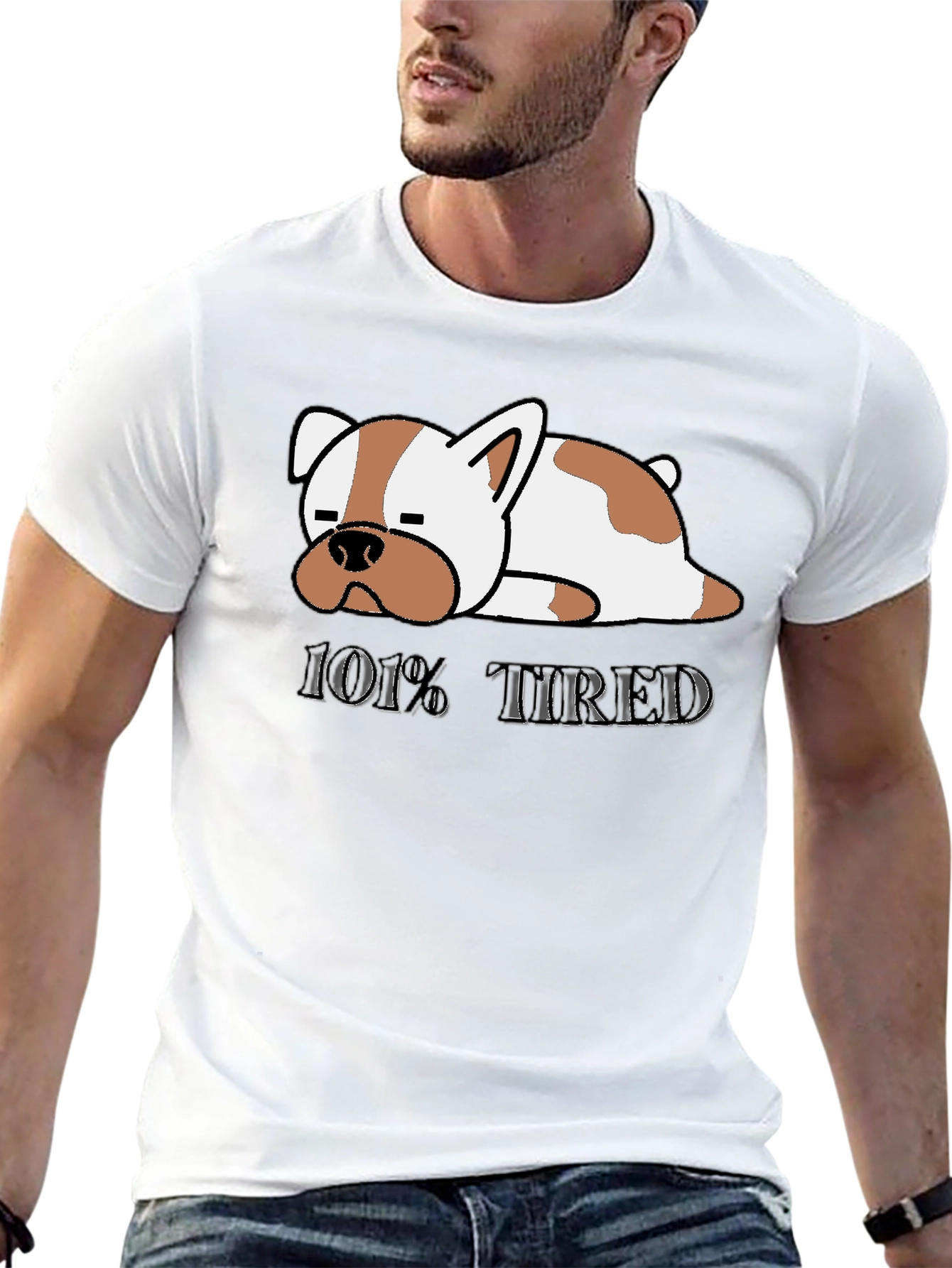 101% Tired Dog Graphic Black T-Shirt