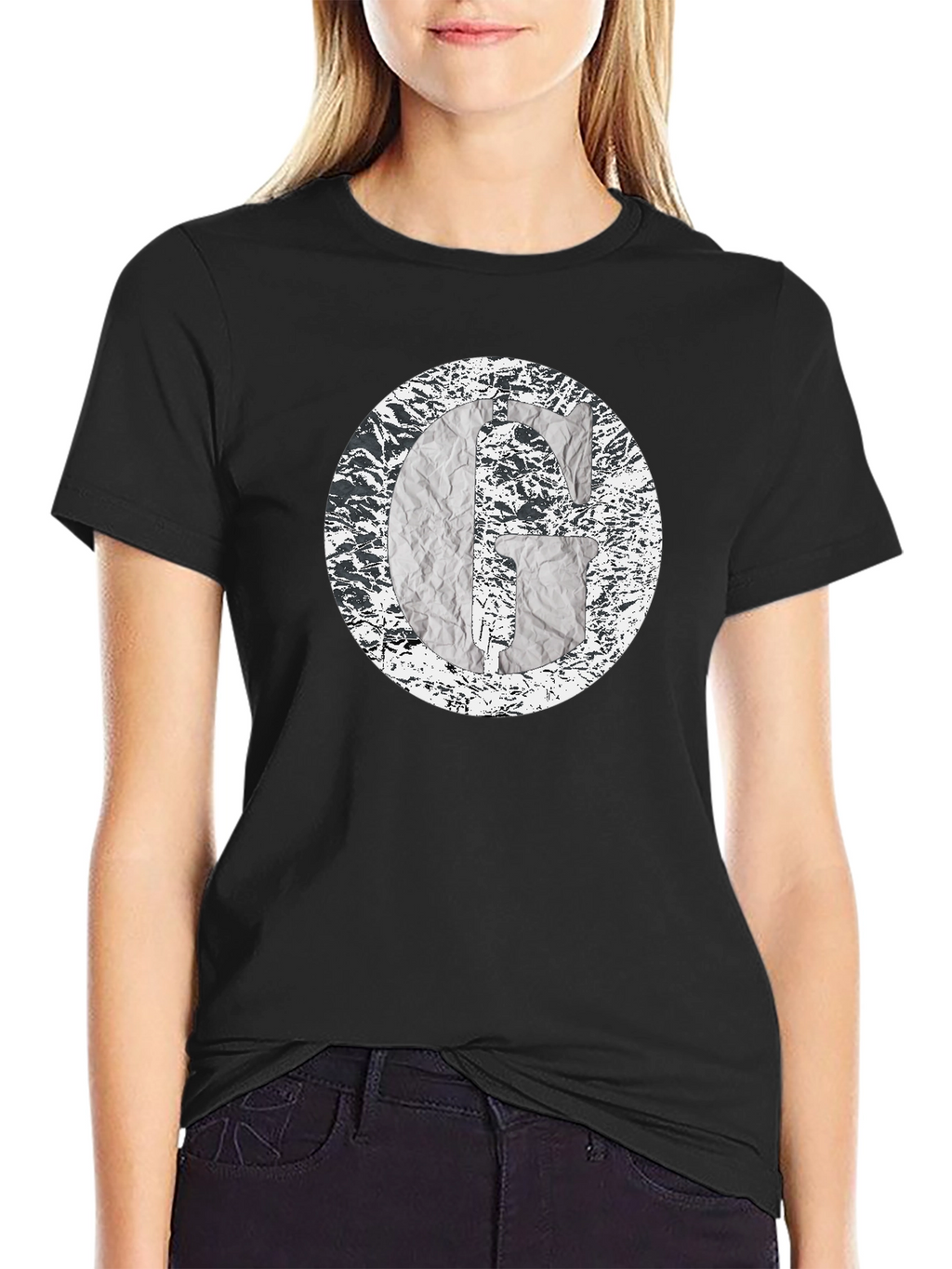 Abstract G Graphic Print Black T-Shirt
