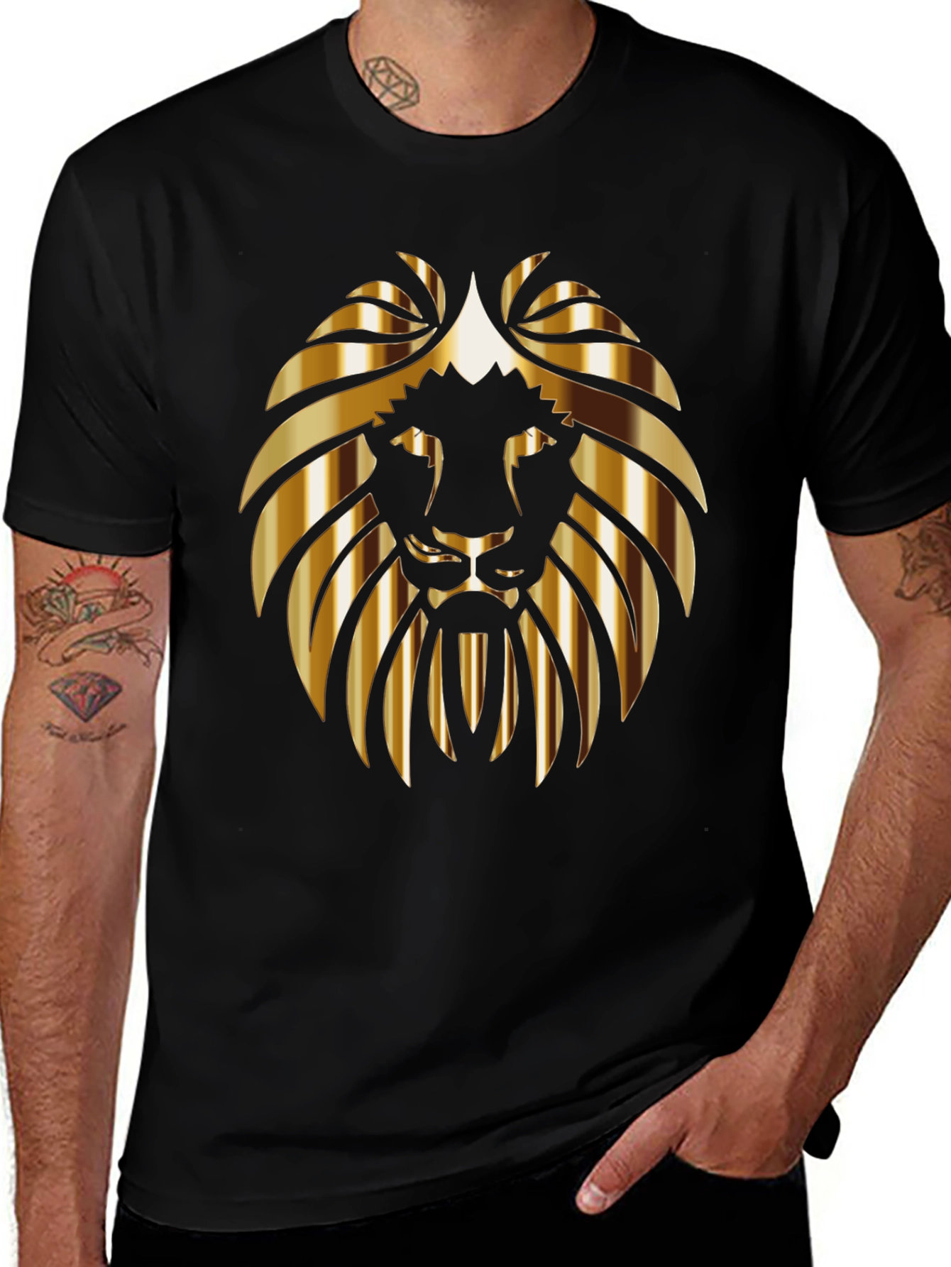 Golden Lion Graphic Black T-Shirt