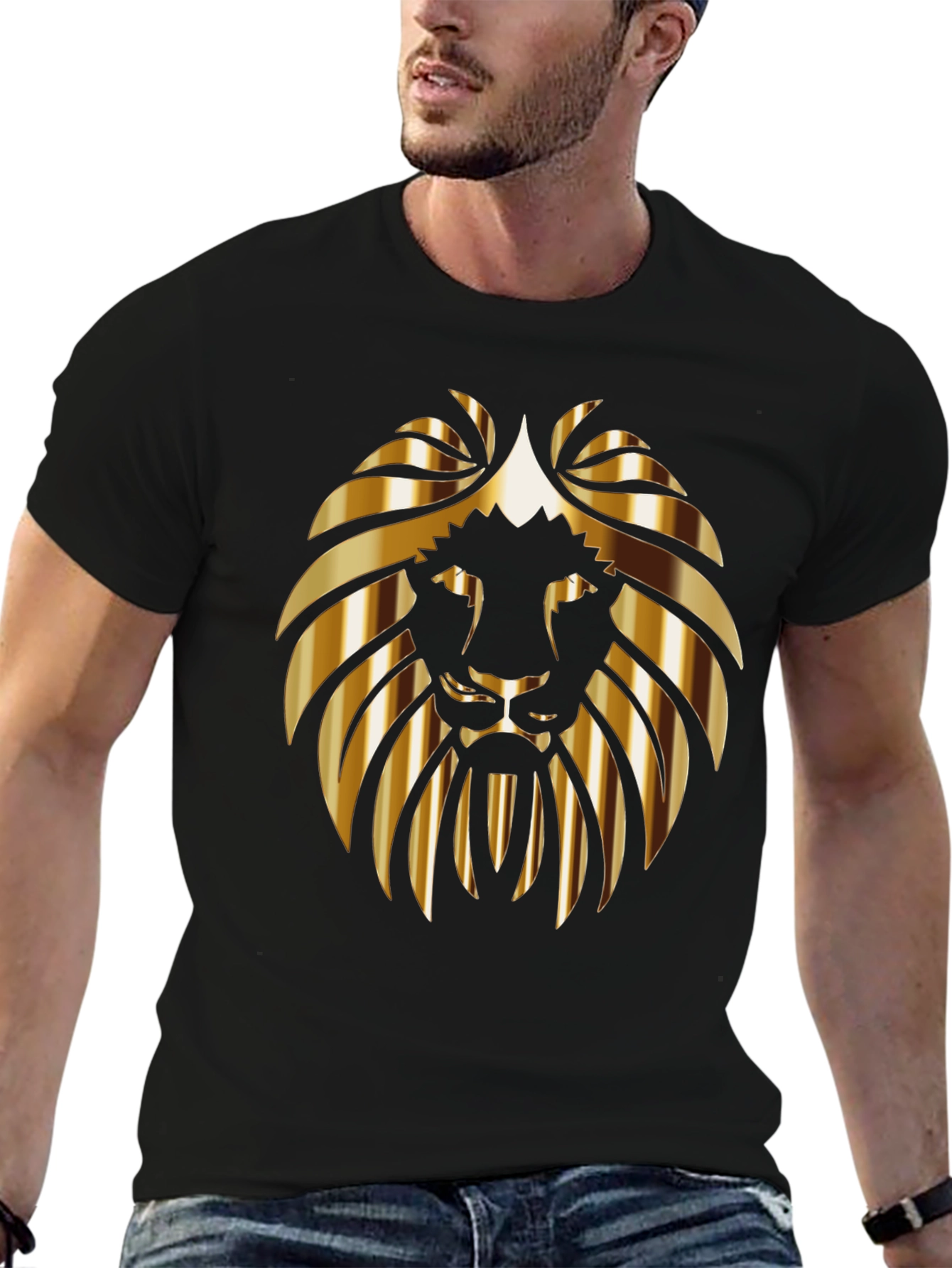 Golden Lion Graphic Black T-Shirt