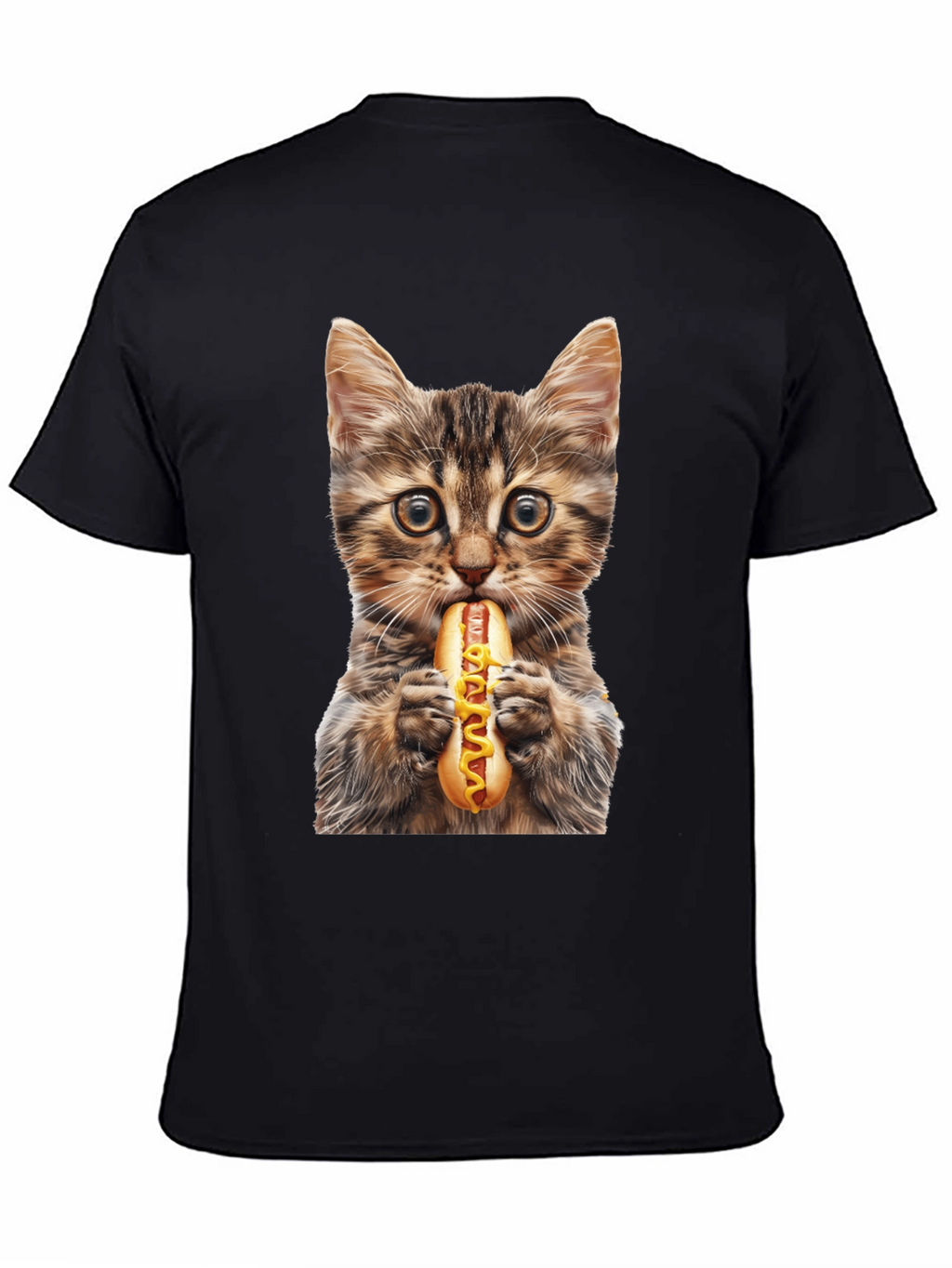 Cat Eating Hotdog Graphic T-Shirt