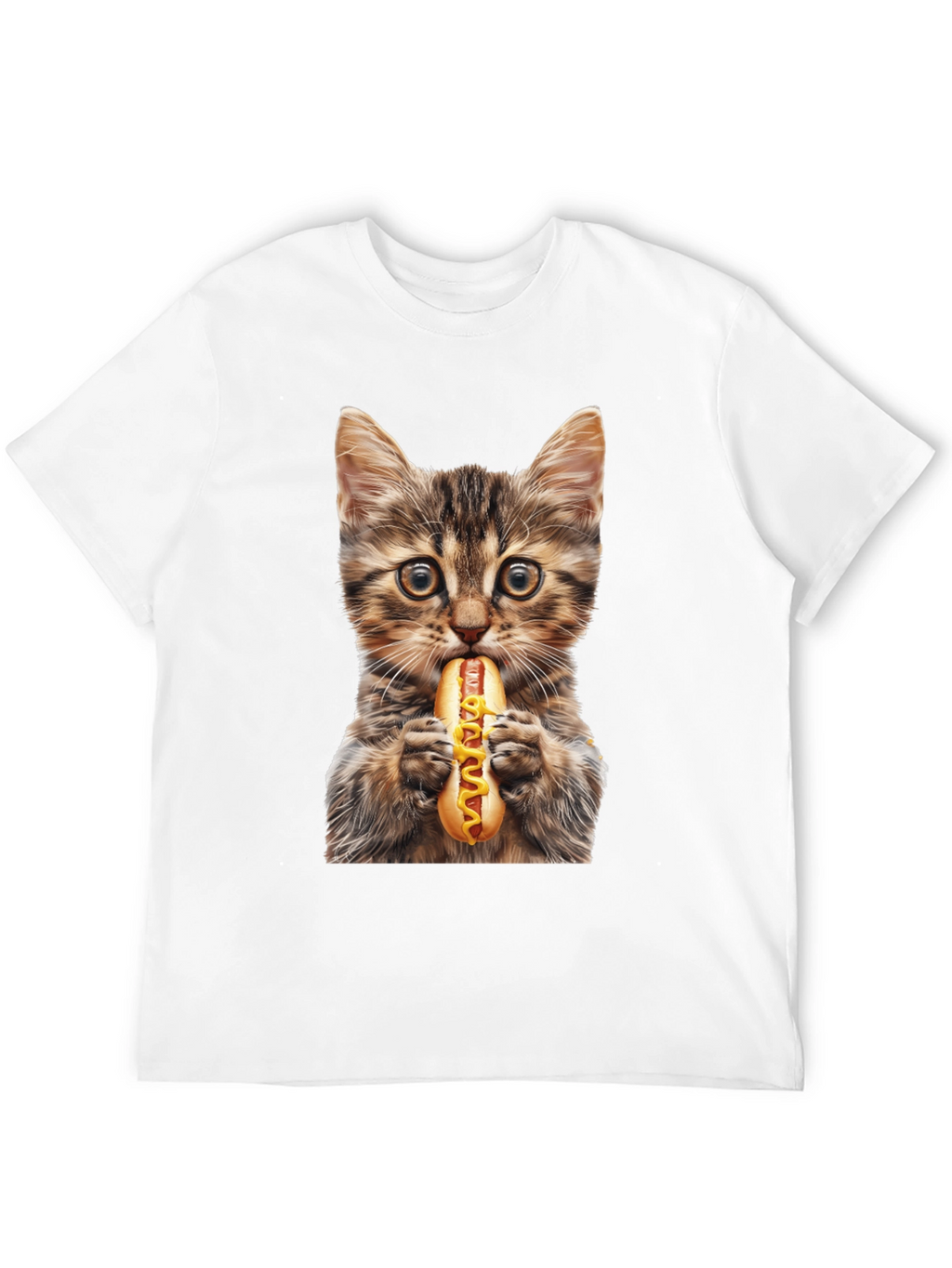 Cat Eating Hotdog Graphic T-Shirt