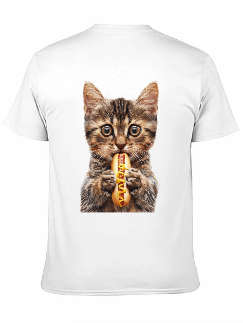 Cat Eating Hotdog Graphic T-Shirt