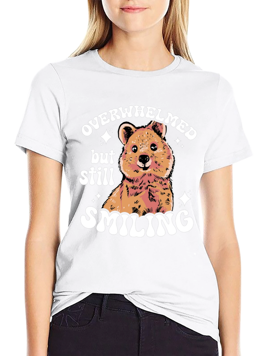 Quokka Smiling T-Shirt - Overwhelmed But Smiling