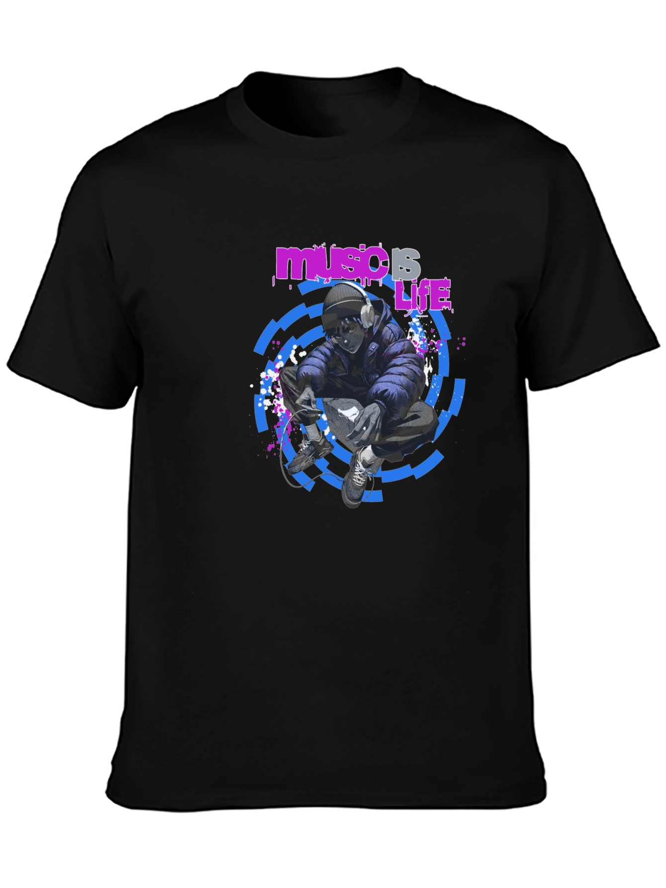 Music is Life Black T-Shirt