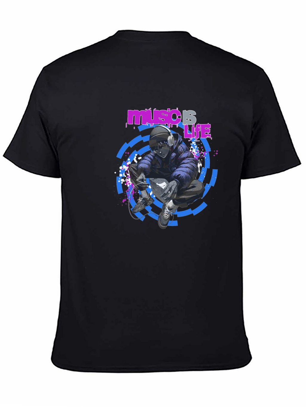 Music is Life Black T-Shirt
