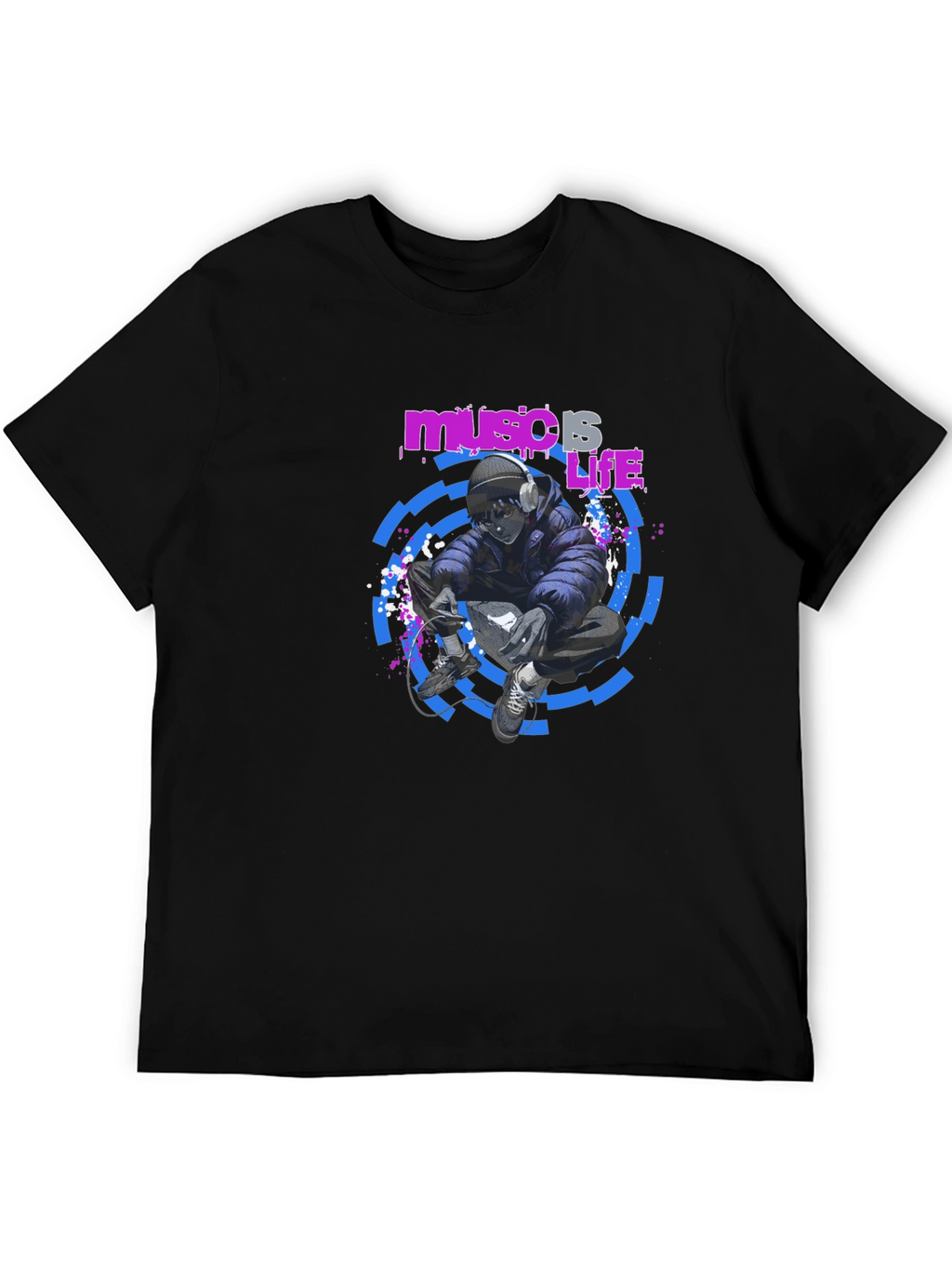 Music is Life Black T-Shirt