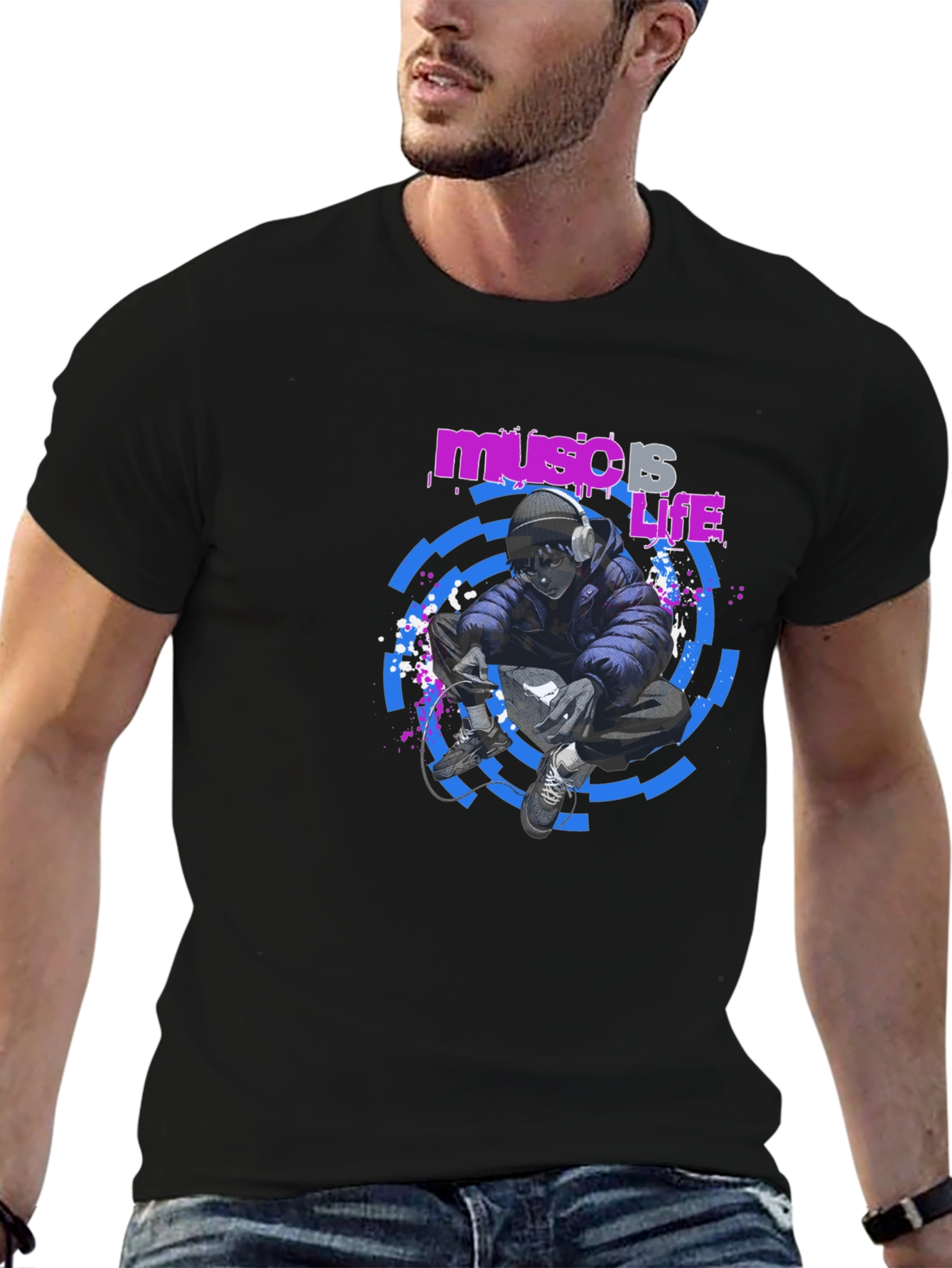 Music is Life Black T-Shirt