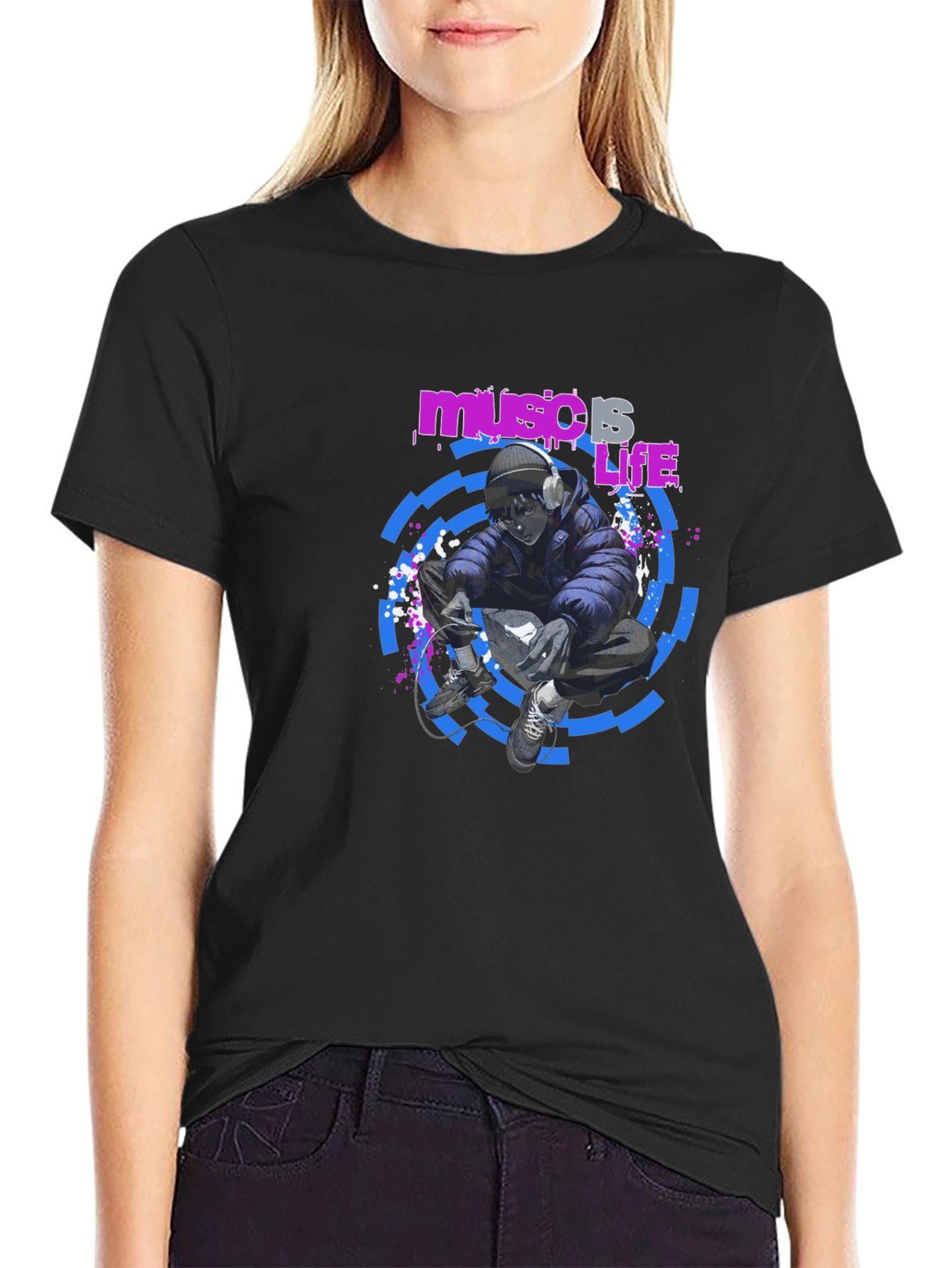 Music is Life Black T-Shirt